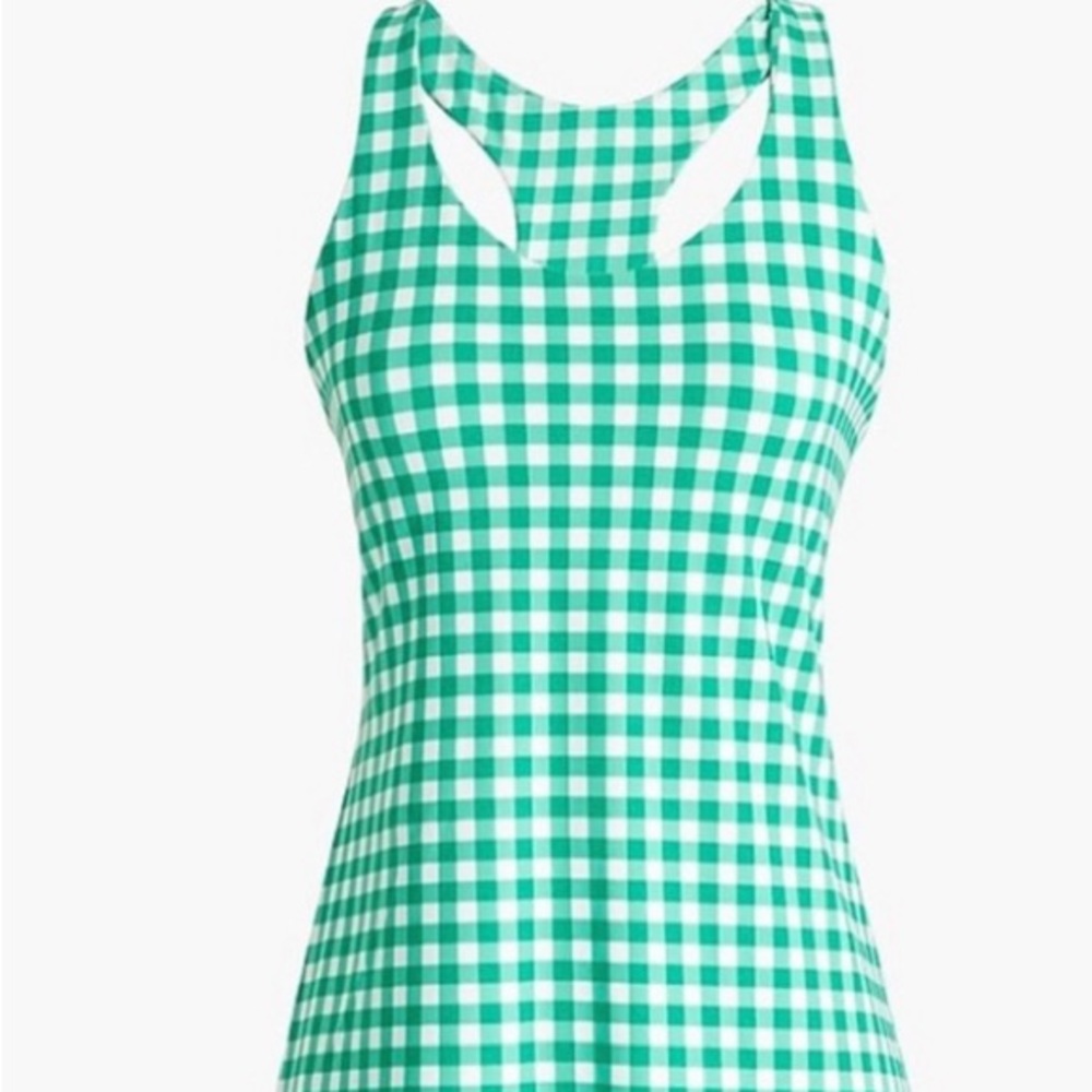 J Crew Active Dress in Green Gingham Print | Size 2X plus preppy cute tennis NEW
